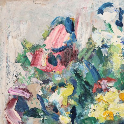 arte, arte italiana, pittura novecento italiana,Dipinto Firmato Luciano Albertini ,Fiori,Luciano Albertini