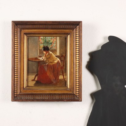 art, art italien, peinture italienne du XIXe siècle,Peinture attribuée à Haynes King,La lettre d'amour,Haynes King,La lettre d'amour,Haynes King