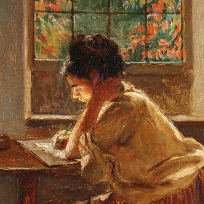 art, art italien, peinture italienne du XIXe siècle,Peinture attribuée à Haynes King,La lettre d'amour,Haynes King,La lettre d'amour,Haynes King