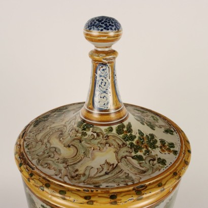 antiquariato, vaso, antiquariato vasi, vaso antico, vaso antico italiano, vaso di antiquariato, vaso neoclassico, vaso del 800,Vaso con Coperchio in Ceramica Maiolicat
