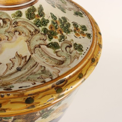 antiquariato, vaso, antiquariato vasi, vaso antico, vaso antico italiano, vaso di antiquariato, vaso neoclassico, vaso del 800,Vaso con Coperchio in Ceramica Maiolicat