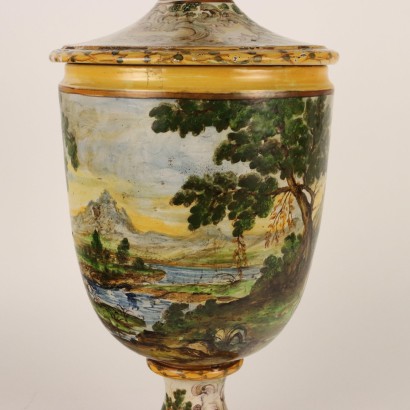 antiquariato, vaso, antiquariato vasi, vaso antico, vaso antico italiano, vaso di antiquariato, vaso neoclassico, vaso del 800,Vaso con Coperchio in Ceramica Maiolicat