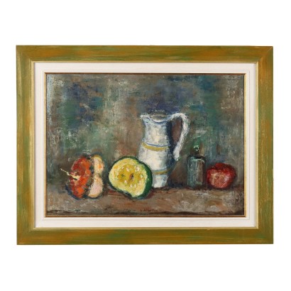 arte, arte italiana, pittura novecento italiana,Dipinto con Natura morta di Luciano Al,Natura morta con brocca zucche e bott,Luciano Albertini,Natura morta con brocca zucche e bott,Luciano Albertini