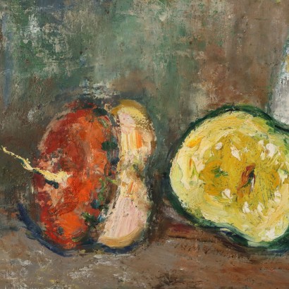arte, arte italiana, pittura novecento italiana,Dipinto con Natura morta di Luciano Al,Natura morta con brocca zucche e bott,Luciano Albertini,Natura morta con brocca zucche e bott,Luciano Albertini