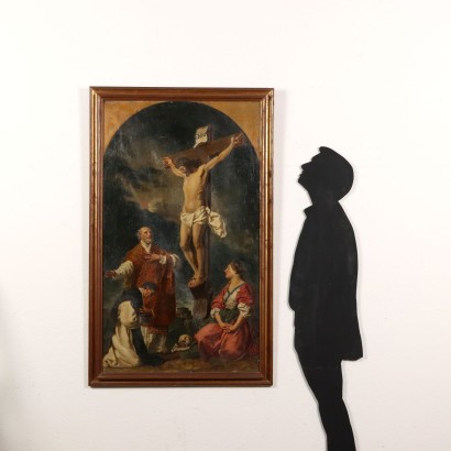 Kunst, italienische Kunst, italienische Malerei des 20. Jahrhunderts, Gemälde mit dem gekreuzigten Christus und Heiligen