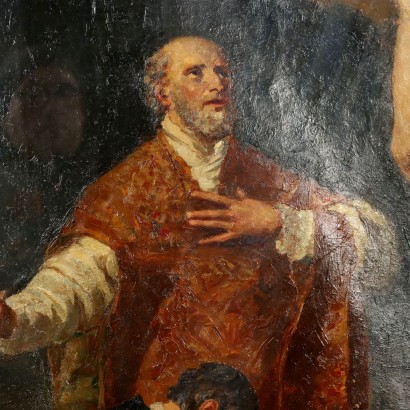 Kunst, italienische Kunst, italienische Malerei des 20. Jahrhunderts, Gemälde mit dem gekreuzigten Christus und Heiligen
