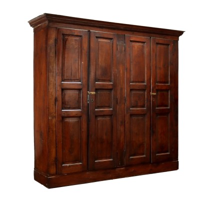 Antiker Schrank Karl X Italien '800 Walnuss Tannenholz 4 Türchen