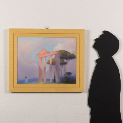 arte, arte italiano, pintura italiana del siglo XIX,Pintura de Arild Rosenkrantz,Vistazo de un templo en ruinas,Arild Rosenkrantz,Arild Rosenkrantz