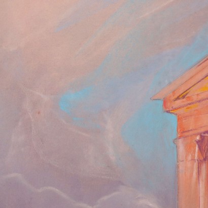 arte, arte italiano, pintura italiana del siglo XIX,Pintura de Arild Rosenkrantz,Vistazo de un templo en ruinas,Arild Rosenkrantz,Arild Rosenkrantz
