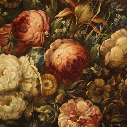 Kunst, italienische Kunst, italienische Malerei des 19. Jahrhunderts, Gemälde signiert Josef Osbeck, Stillleben mit Blumen, Josef Osbeck, Josef Osbeck