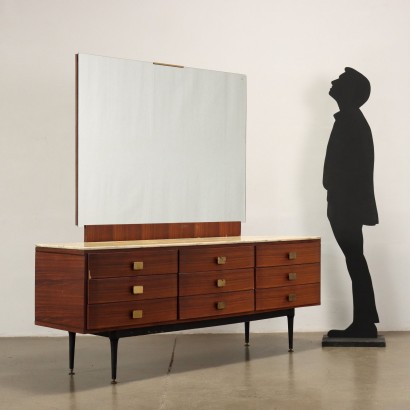 Kommode mit Spiegel Exotisches Holz Italien der 1950er-60er Jahre