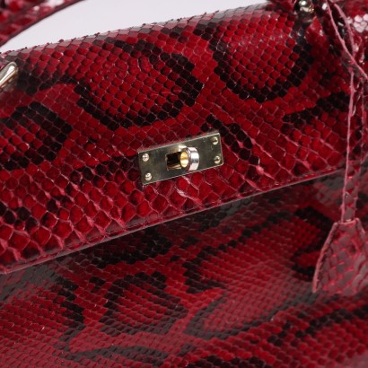 Vintage Handtasche aus Rotem Reptilleder der 1970er Jahre