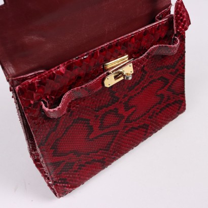 Vintage Handtasche aus Rotem Reptilleder der 1970er Jahre