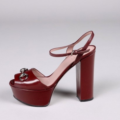 Vintage Gucci Sandalen aus Bordeaux Leder N. 35
