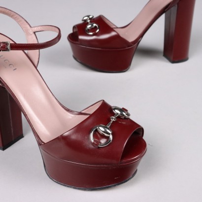 Vintage Gucci Sandalen aus Bordeaux Leder N. 35