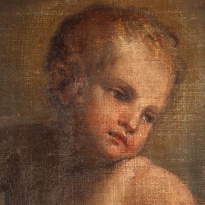 art, Italian art, ancient Italian painting,Painting with haloed putto on cloud
