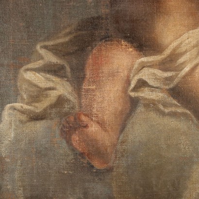 art, Italian art, ancient Italian painting,Painting with haloed putto on cloud