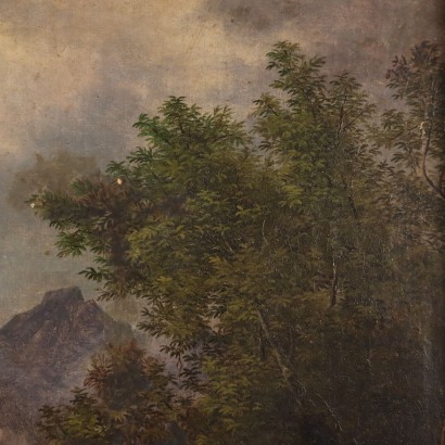 arte, arte italiana, pittura ottocento italiana,Dipinto di Giacomo Micheroux,Paesaggio Campano con Figure ed Edifici,Giacomo Micheroux,Giacomo Micheroux,Giacomo Micheroux