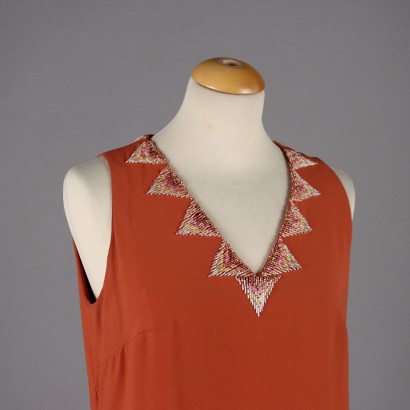 Abito Vintage Arancione Ricamato