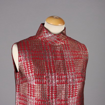 ,Robe fourreau Vintage Rouge et Lamè