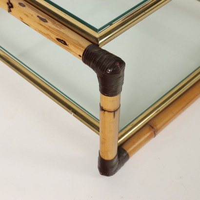 Table Basse Années 1980 Vintage Tables Bambou Laiton Verre