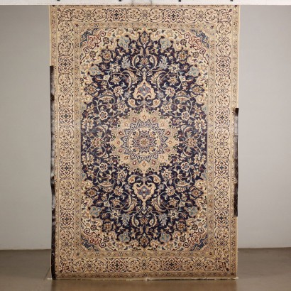 Tapis Vintage Nain Iran 296x195 cm Coton Laine Noued Gros Années 90