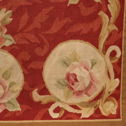 Tapis Aubusson Vintage Chine 190x73 cm Coton Noeud Fin \'900 à Main