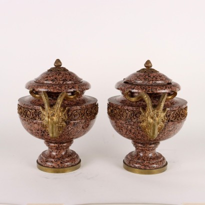 Paire de Vases en Granit Rose Napoléon III France XIXe Siècle