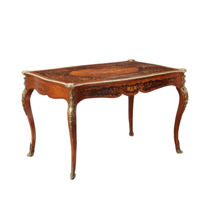 Antiker Furnierter Schreibtisch Italien '900 Bois de Rose Furnier