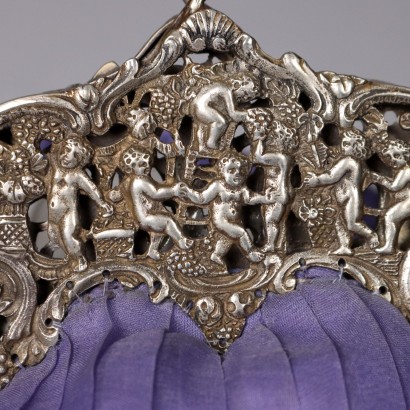 Vintage Handtasche Violet Satin 1920er-1930er Jahre Spitze