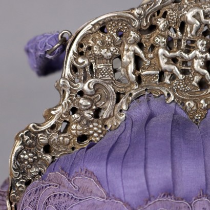 Vintage Handtasche Violet Satin 1920er-1930er Jahre Spitze