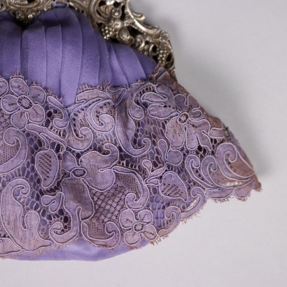 Vintage Handtasche Violet Satin 1920er-1930er Jahre Spitze
