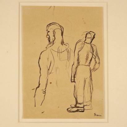 Disegno a inchiostro di Mario Sironi,Due figure,Mario Sironi,Mario Sironi,Mario Sironi,Mario Sironi,Mario Sironi,Mario Sironi