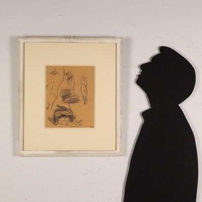 Disegno a matita di Mario Sironi ,Nudo femminile,Mario Sironi,Mario Sironi,Mario Sironi,Mario Sironi