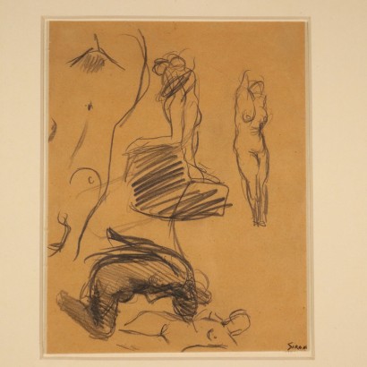 Disegno a matita di Mario Sironi ,Nudo femminile,Mario Sironi,Mario Sironi,Mario Sironi,Mario Sironi