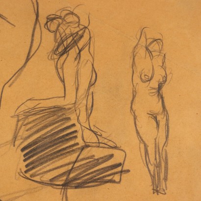 Disegno a matita di Mario Sironi ,Nudo femminile,Mario Sironi,Mario Sironi,Mario Sironi,Mario Sironi