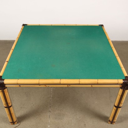 Tisch Design Farbrizio Smania 1980er Jahre Bambus Holz Stoff Messing
