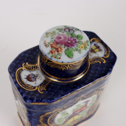 Vases Anciens avec Couvercle en Porcelaine Bleu Allemagne \'800