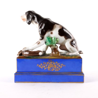 antiquariato, ceramica, antiquariato ceramica, ceramica antica, ceramica antica italiana, ceramica di antiquariato, ceramica neoclassico, ceramica del 800,Fermacarte in Porcellana con Cane da C