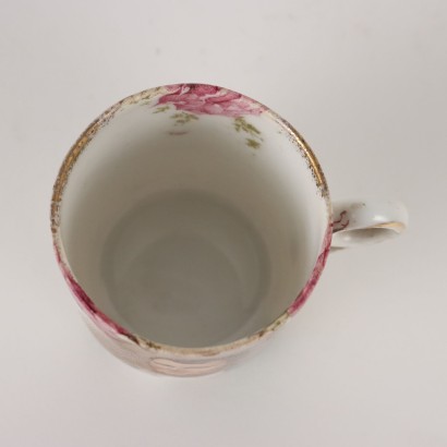 Antiquitäten, Tasse, Tasse Antiquitäten, antike Tasse, antike italienische Tasse, antike Tasse, neoklassizistische Tasse, Tasse aus dem 19. Jahrhundert, Porzellantasse und Untertasse De