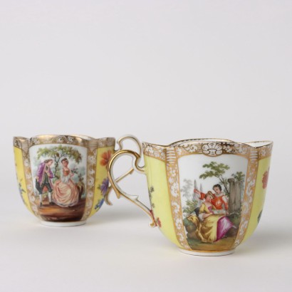 antiques, cup, cup antiques, ancient cup, ancient Italian cup, antique cup, neoclassical cup, 19th century cup,Two Meissen Aug Porcelain Cups