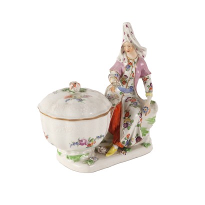 Sucrier Ancien Dresde Porcelaine Allemagne '900 Décorations Fluers
