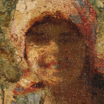 art, art italien, peinture italienne du XXe siècle, Peinture d'Enzo Kabregu, Lavandière, Enzo Domestico Kabregu