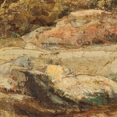 art, art italien, peinture italienne du XXe siècle, Peinture d'Enzo Kabregu, Lavandière, Enzo Domestico Kabregu