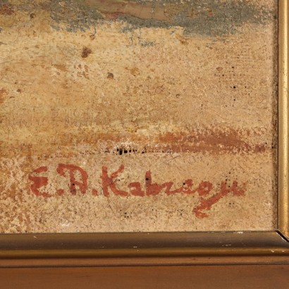 art, art italien, peinture italienne du XXe siècle, Peinture d'Enzo Kabregu, Lavandière, Enzo Domestico Kabregu