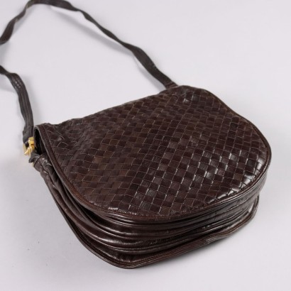 Vintage Shoulder Bag Bottega Veneta Italy 1980s Brown Leather