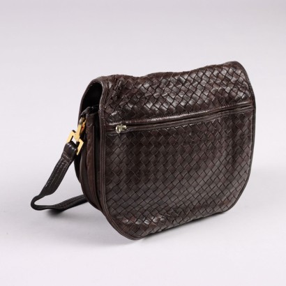 Vintage Shoulder Bag Bottega Veneta Italy 1980s Brown Leather