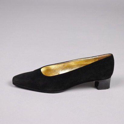 Décolleté Moschino Vintage Schwarz Gr. 37 Wildleder Spitze 3 cm