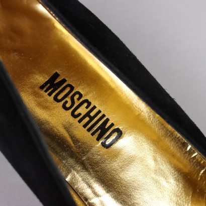 Décolleté Moschino Vintage Schwarz Gr. 37 Wildleder Spitze 3 cm