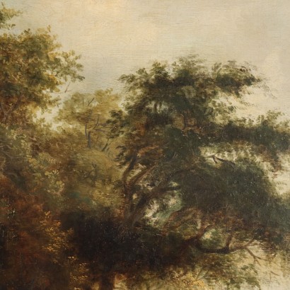 Tableau Ancien Paysage \'700 Peinture Huile sur Toile Cadre